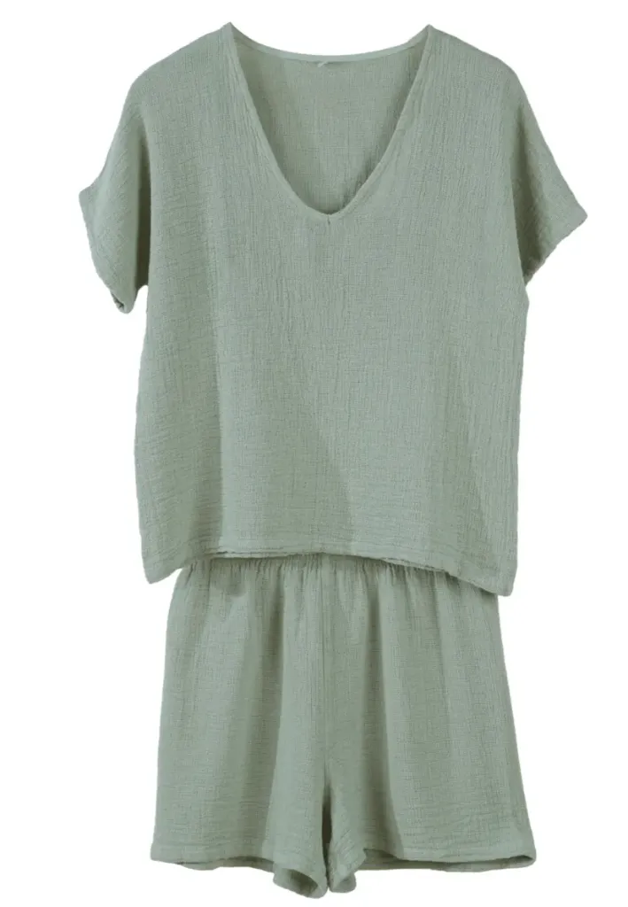 Ens short & t-shirt symi - celadon S/M