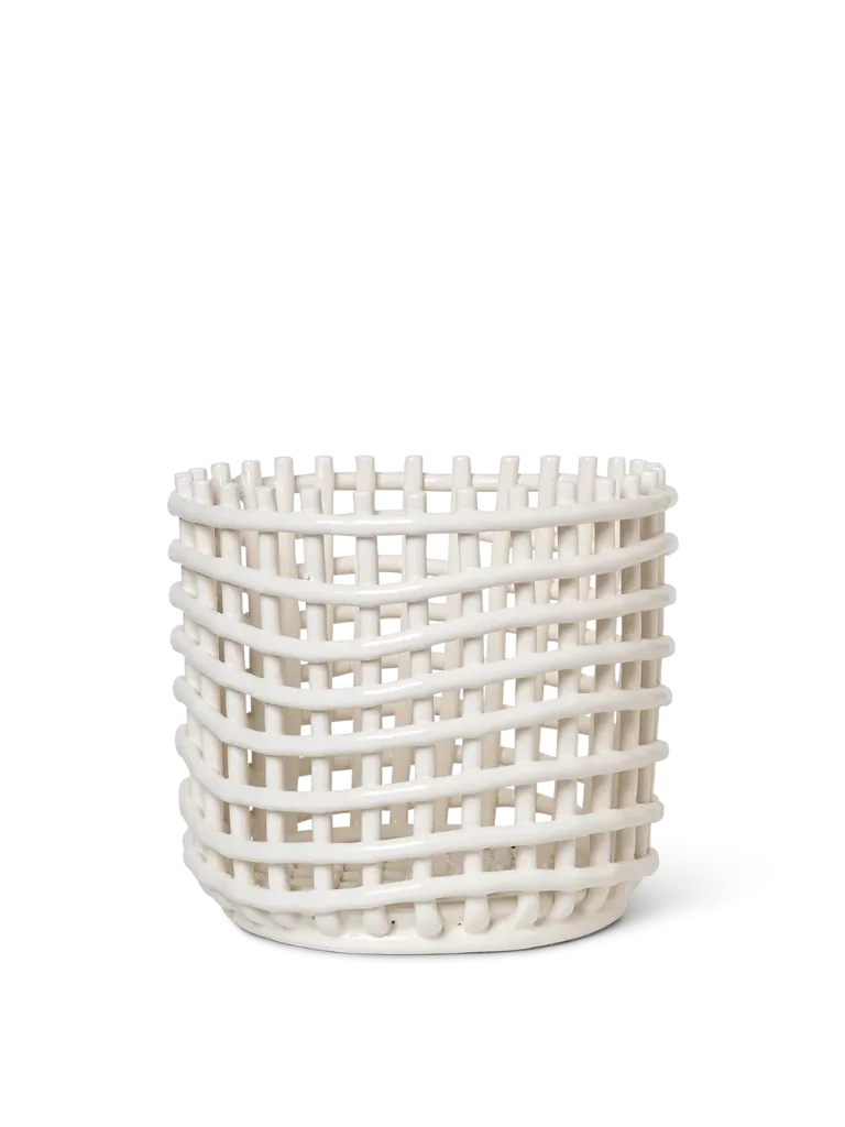 [110134202] Panier en céramique – grand – blanc cassé