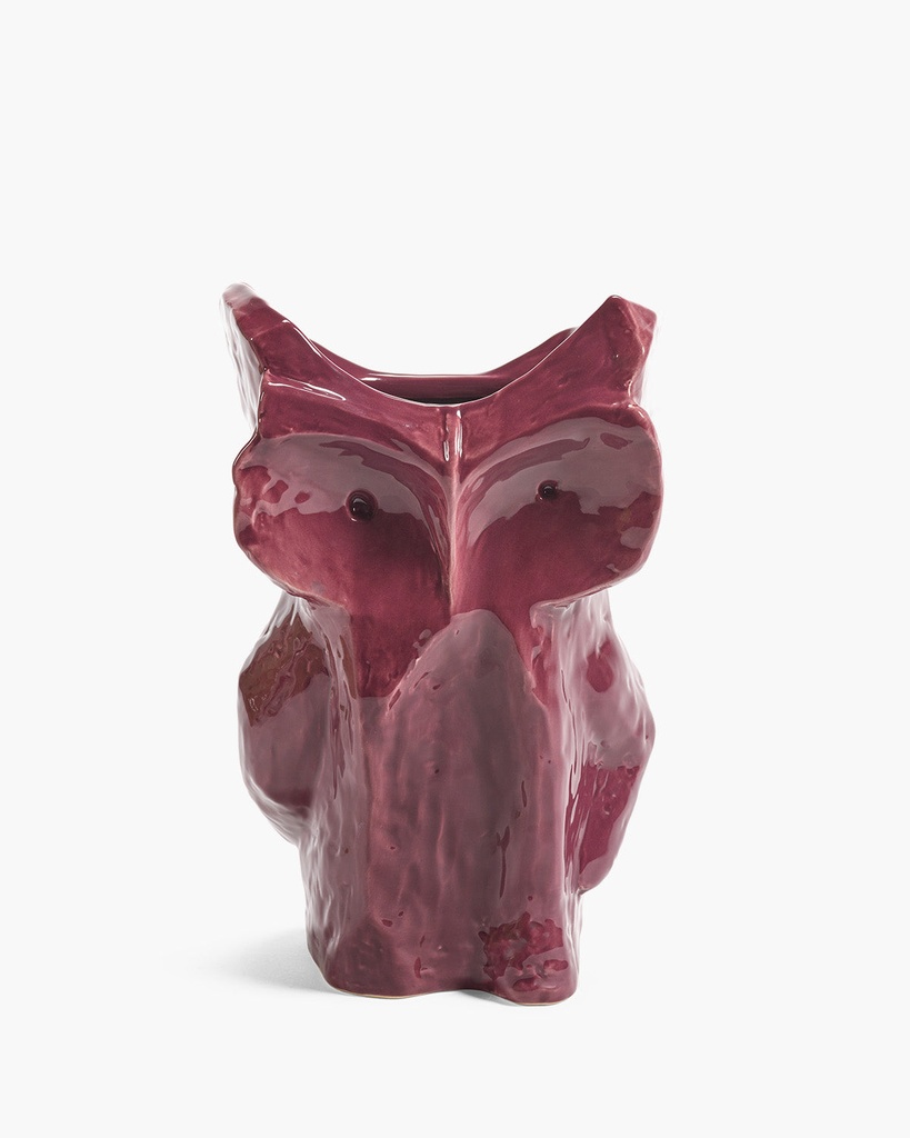 [B7325003-405] Hibou vase L aubergine D19,5 H30