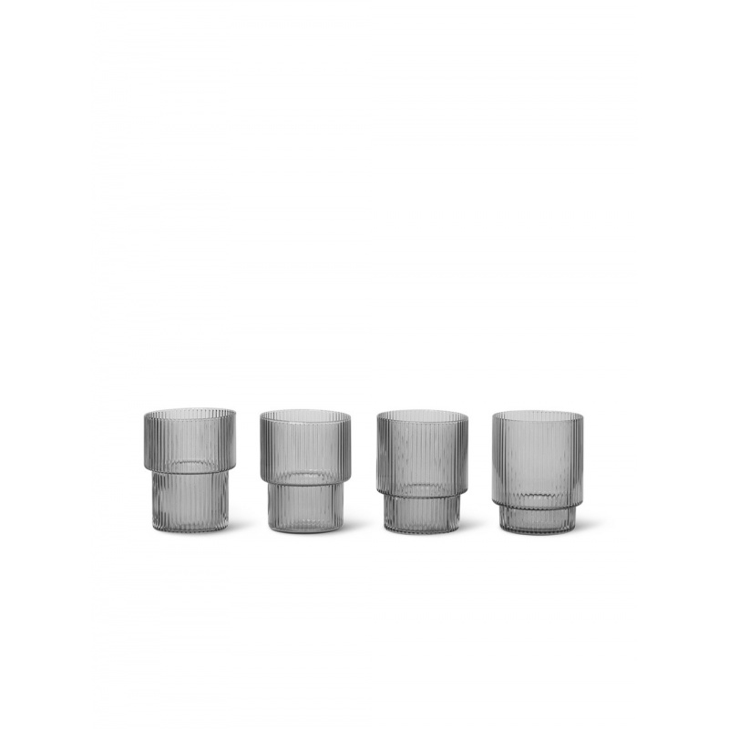 [100127112] Set de 4 verres 20 cl ripple - gris fumé