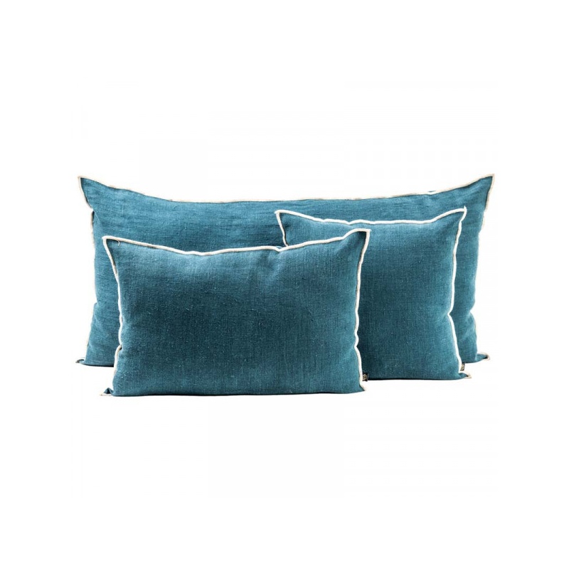 [100489_06_060H] Housse de coussin chennai - bleu de prusse - 40x60 cm