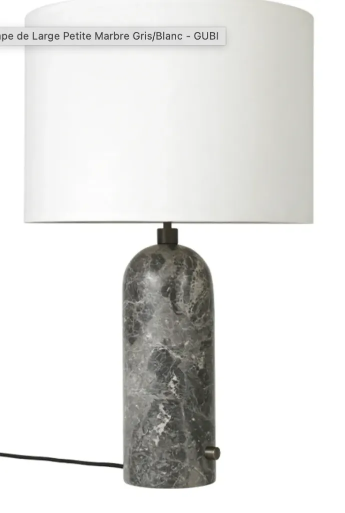 [10012322] lampe de table gravity large - grey marble - canva shade
