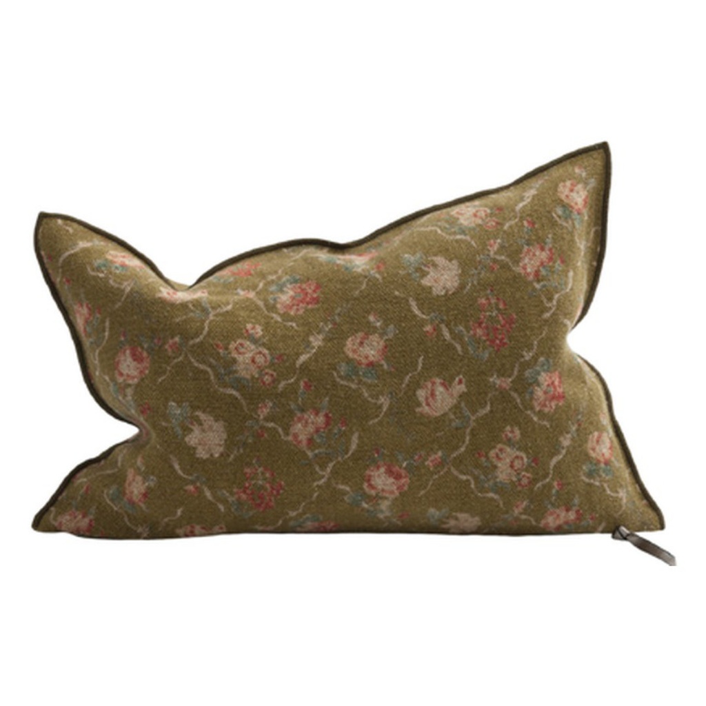 Coussin lin wabi sabi imprimé - jardin secret bronze - 30x50 cm