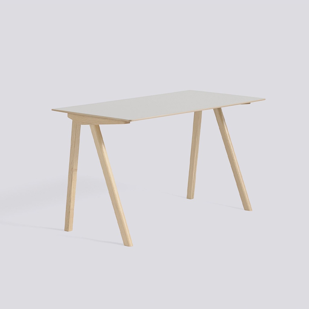 Bureau CPH90 – laque à l'eau, structure chêne & plateau linoléum blanc cassé – l130 x w65 x h74