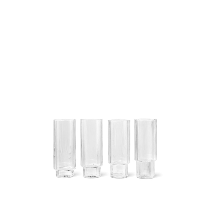 [5445] Lot de 4 verres long drink Ripple – transparent