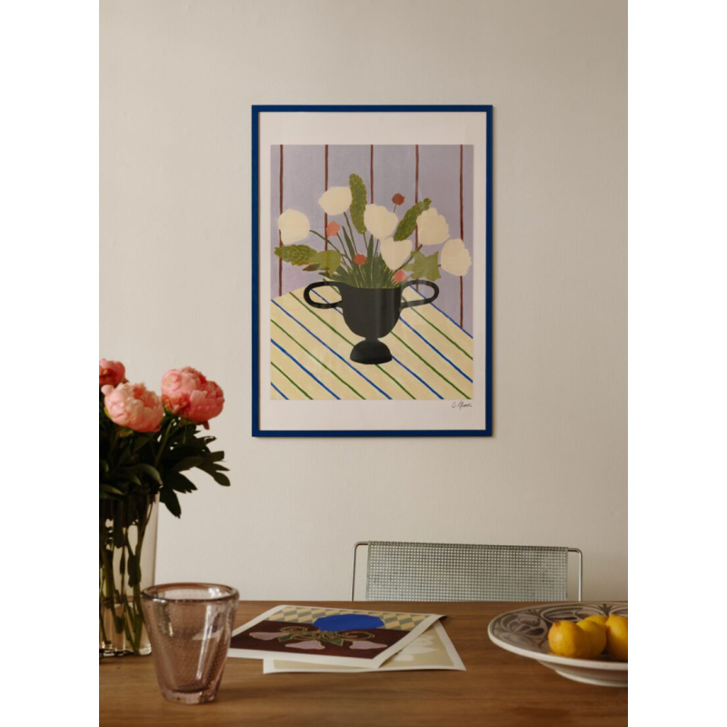 [17049-4] Carla lianos - flowers on striped cloth - 40x50 cm