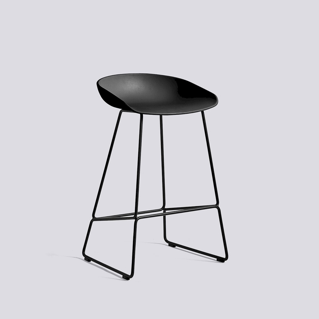 Tabouret de bar - aas38 - coque noir/pied noir