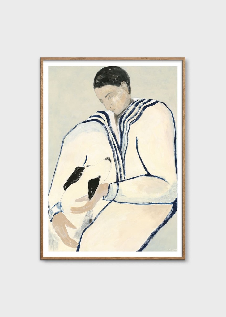 [17294-3] Sofia lind - man and dog - 30x40 cm