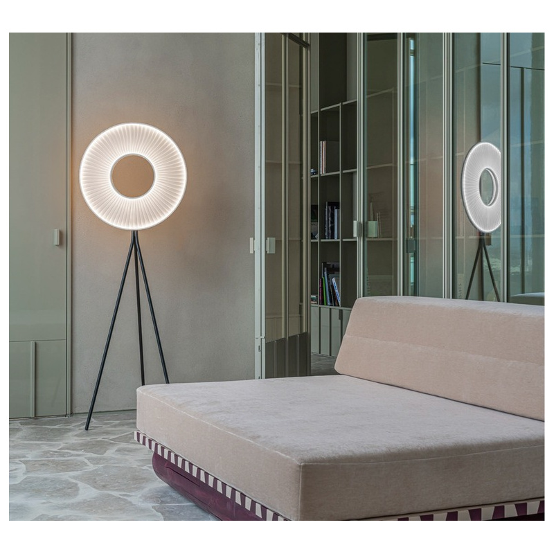 [IRIS-F-TRIPOD-60] Lampadaire iris - disque lumineux en tissu d.60 cm - stucture tripod en acier