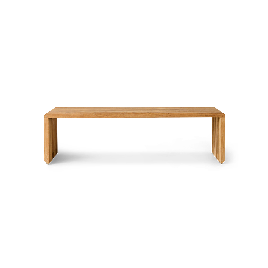 Banc à lattes l - teck naturel - 160x43x46,5cm