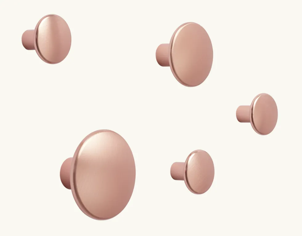[03533] Patères DOTS métal rose – lot de 5