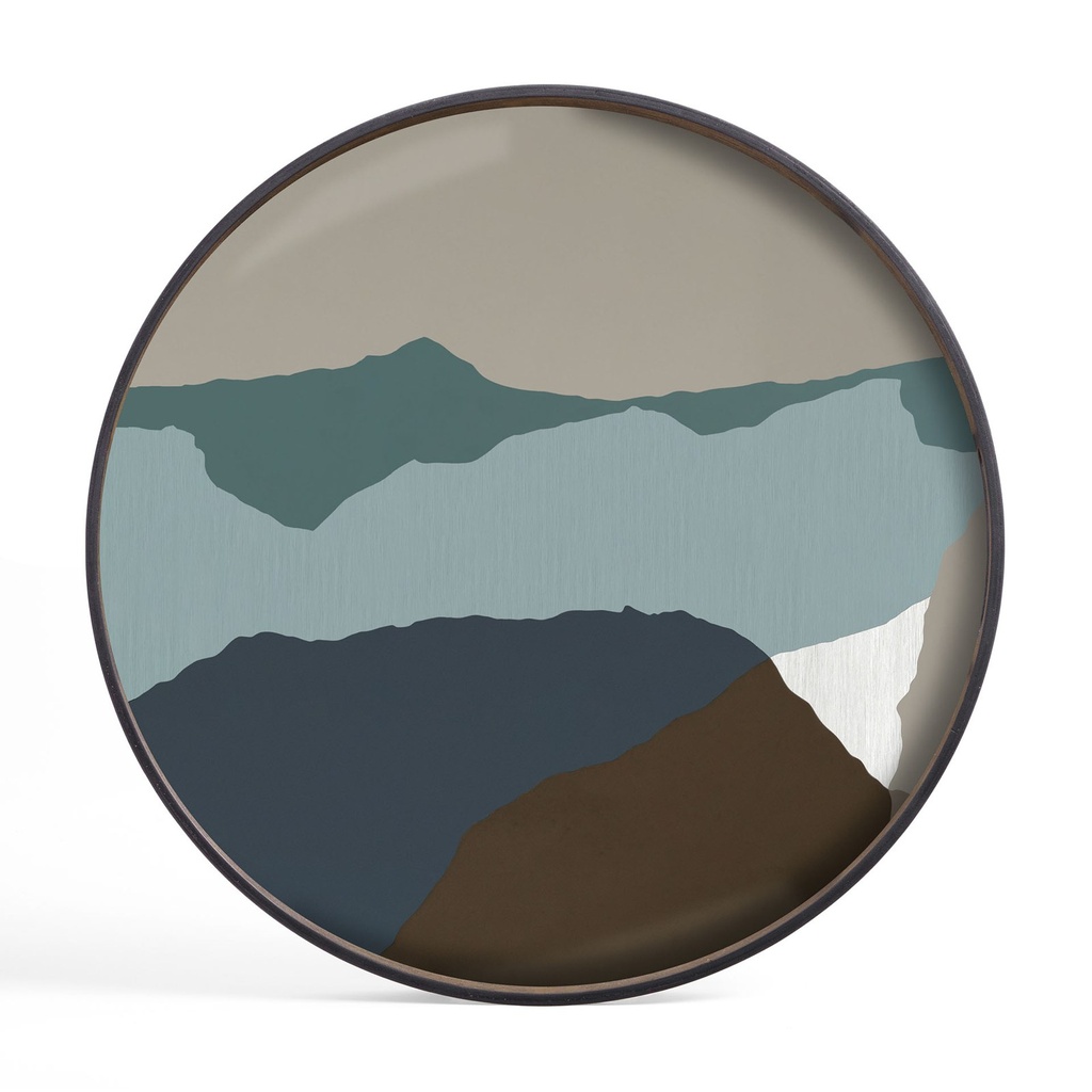 [20462] Graphite wabi sabi glass tray - round - xl