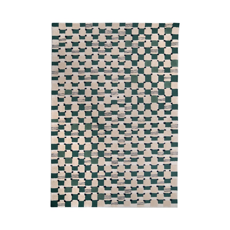 [11TAPDAMICAC200X300] Tapis damier - cactus - 200x300cm