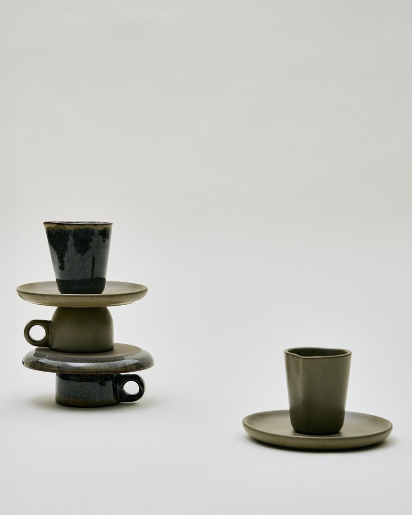 Espresso tasse surface tasse surface d6,5 h5 avec sous-assiette d13 indi grey