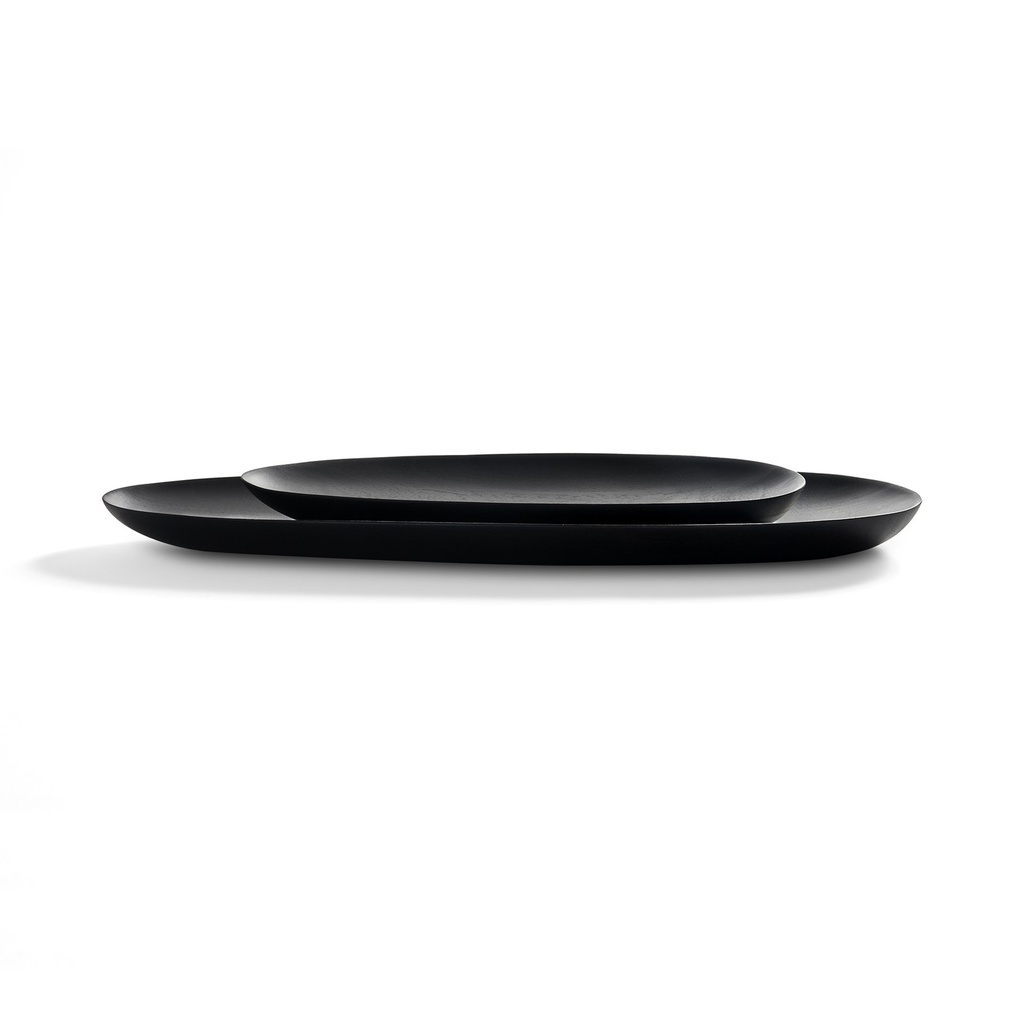 [29753] Black thin oval boards - mahogany - set of 2