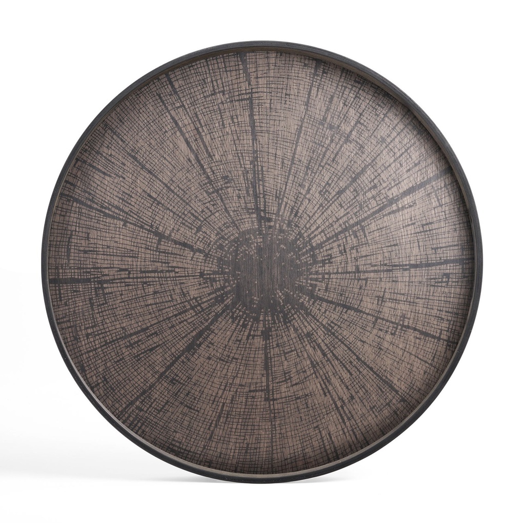 Black slice wooden tray - round - xl