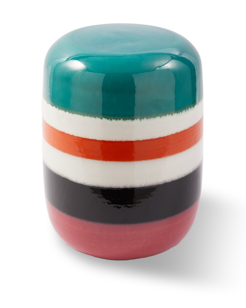 Table d'appoint Striped Pill – vert – Ø 34 × H 46,5 cm