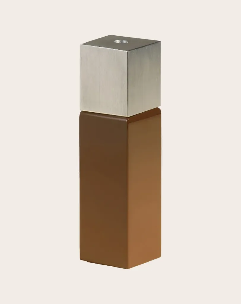 [12DECBGROSC-HAVAH23] Bougeoir oscar - havane / argenté - h23 cm