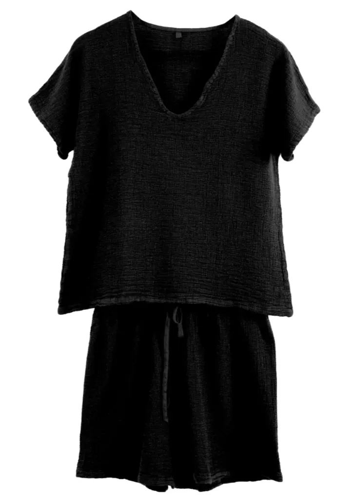 [128750_09_TK] Ens short & t-shirt symi - noir S/M