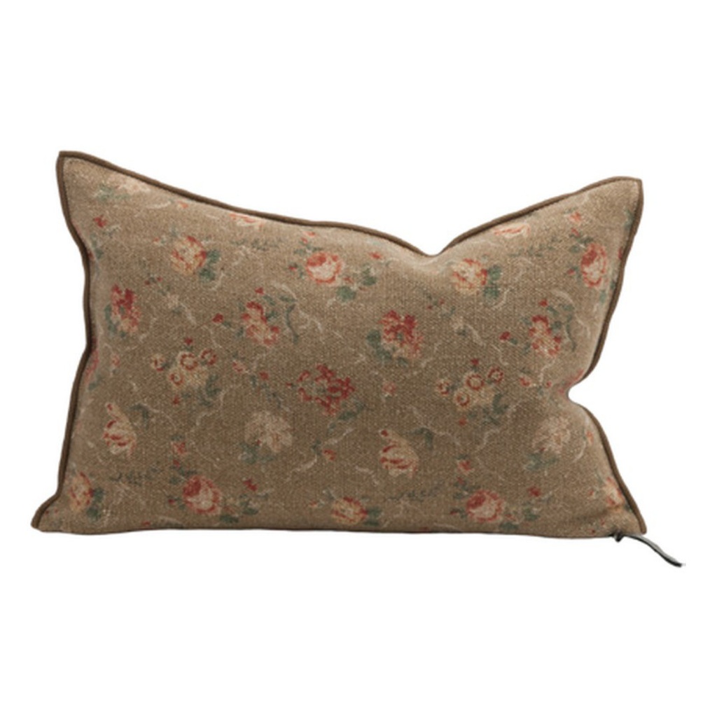 Coussin lin wabi sabi imprimé - jardin secret blush - 40x60 cm