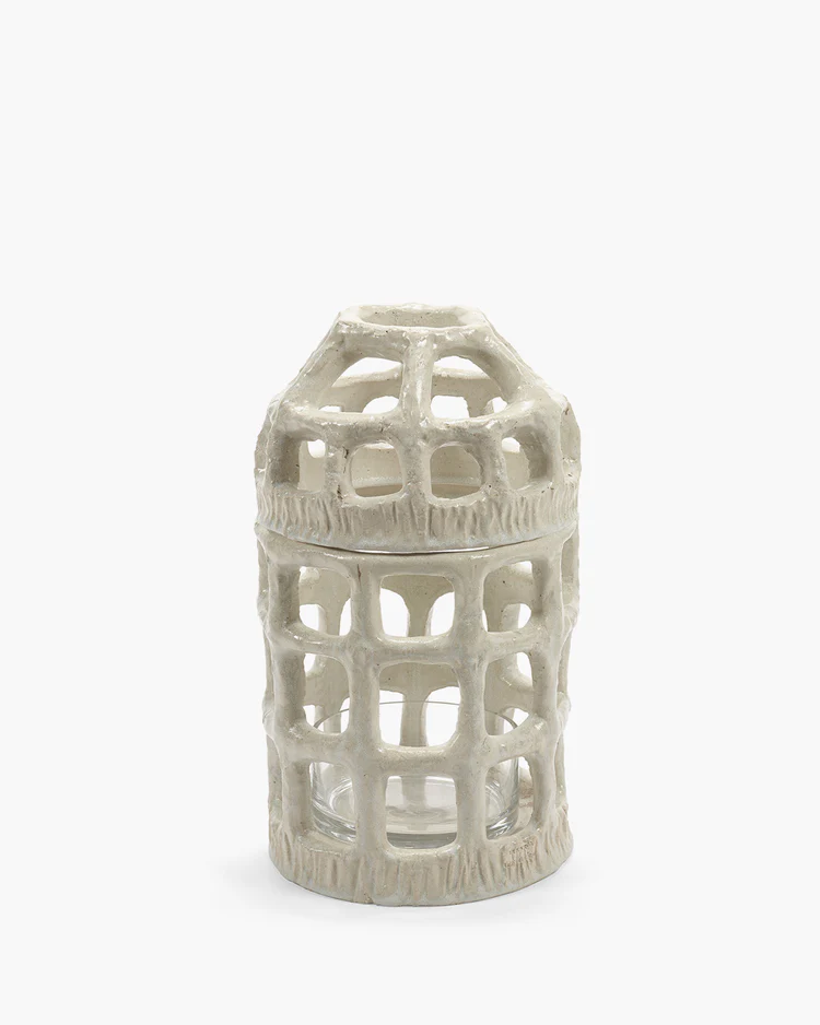[B0925006-001] Pique-fleurs vase blanc rosie - 22x22x38 cm