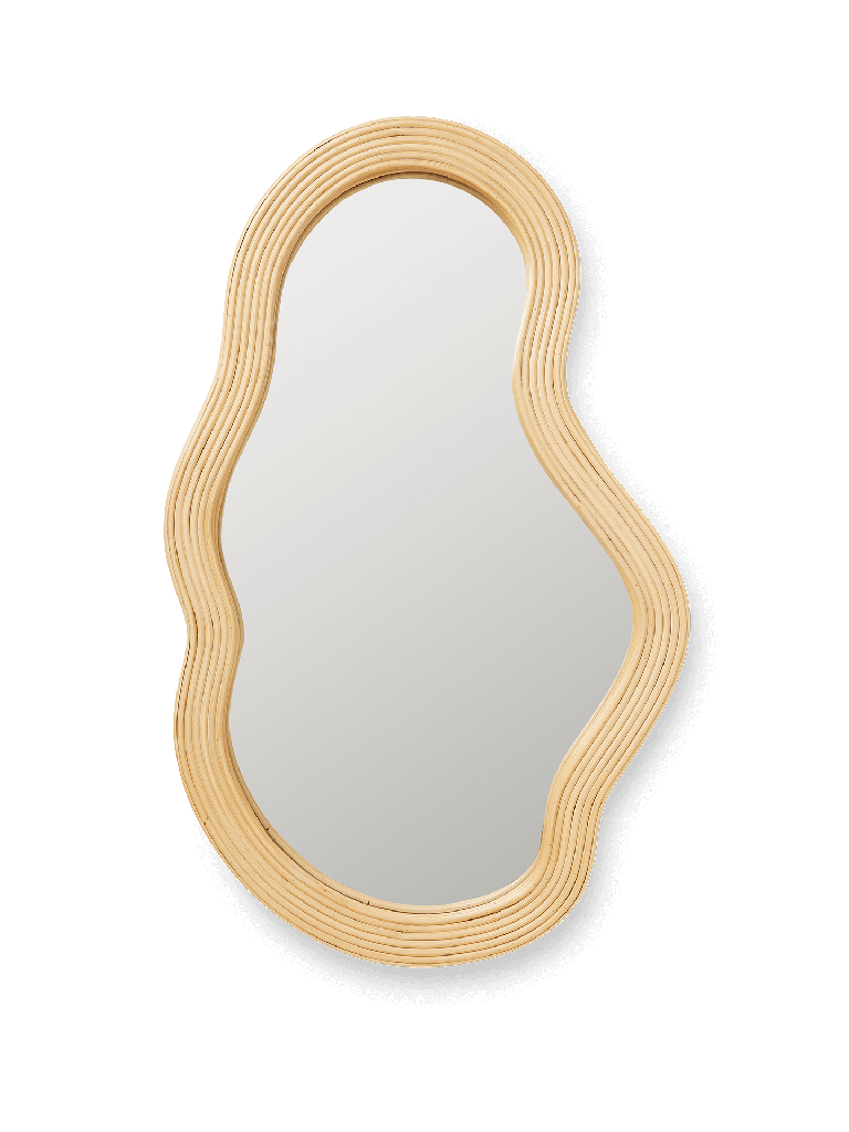 [1104270053] Pond mirror - medium - rattan - natural