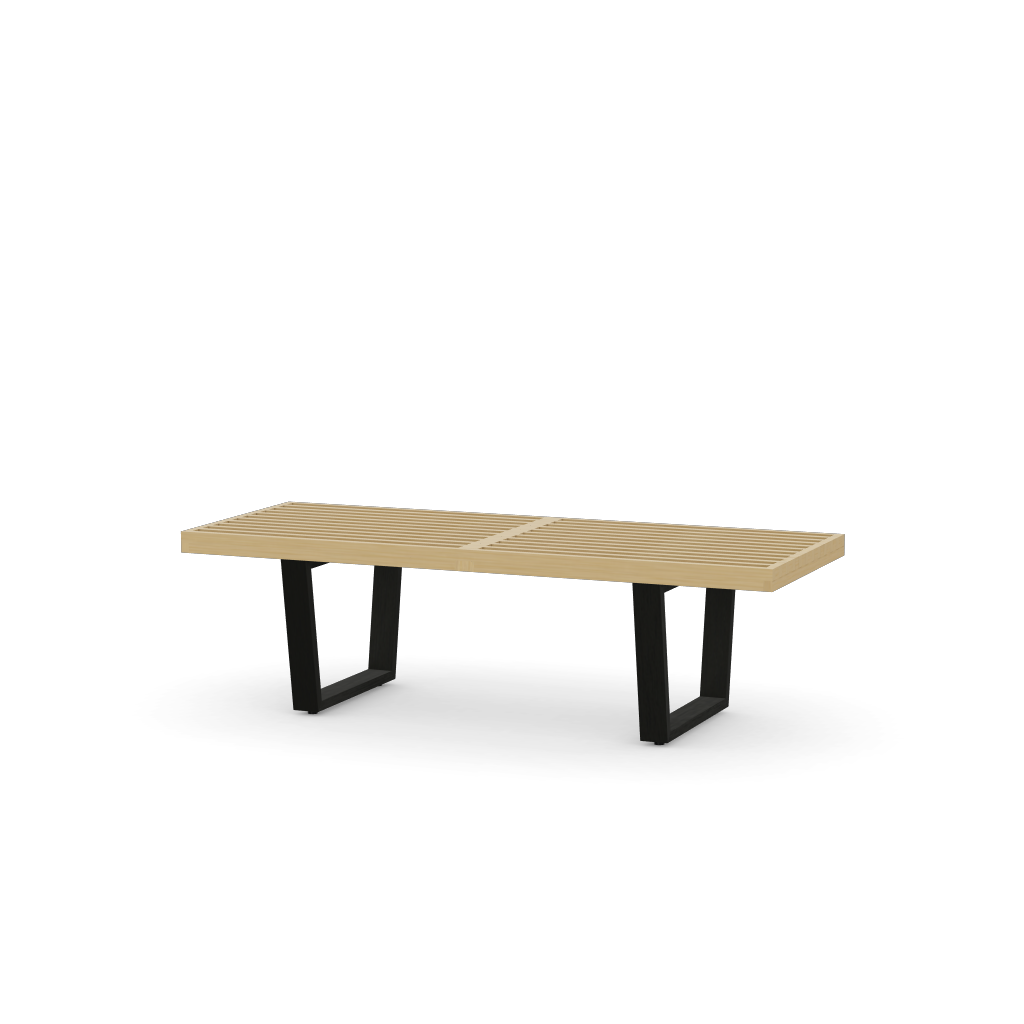 Banc Nelson court - frêne naturel / piètement frêne noir - 35.3x122x46.9 cm