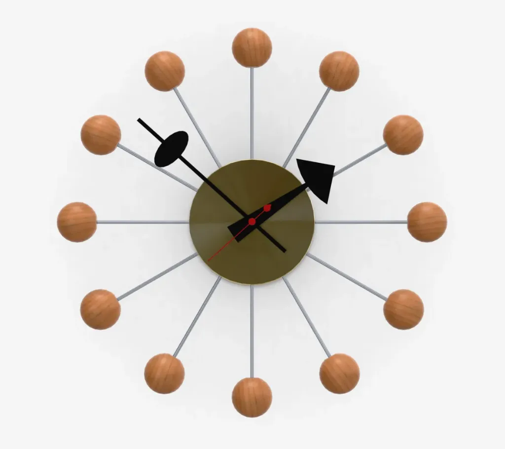 [20125007] Ball clock cherry avec trotteuse - cerisier / chrome, ø 330 mm