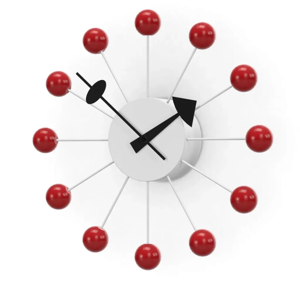 [20125007] Ball clock cherry avec trotteuse - cerisier / chrome, ø 330 mm