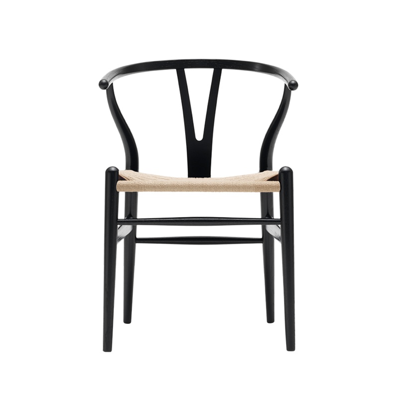Lot de 2 - chaise ch24 wishbone - chêne noir & corde naturelle