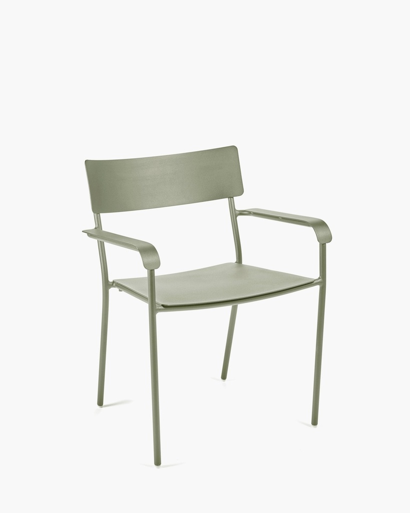 August chaise alu eucalyptus  vert a accoudoirs  59x60 h79