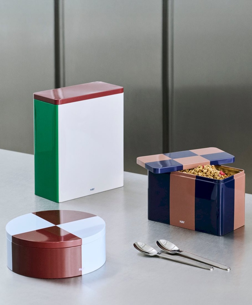 Boîte fer XL – blanc cassé, bordeaux & vert