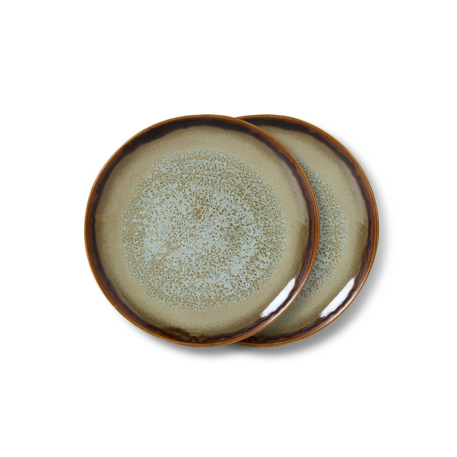 [KST0181] 70s ceramics: dessert plates, contrast