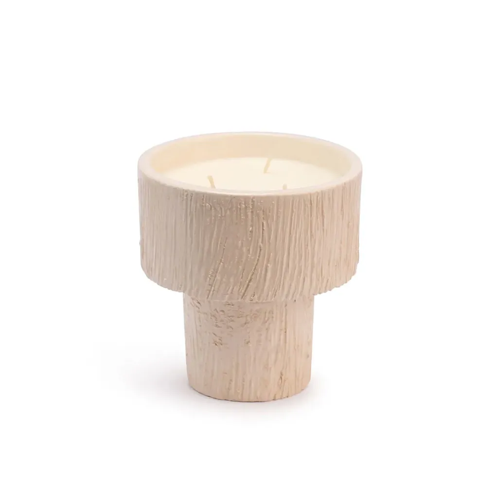 Bougie coupe striée blanche M - fleur d'oranger
