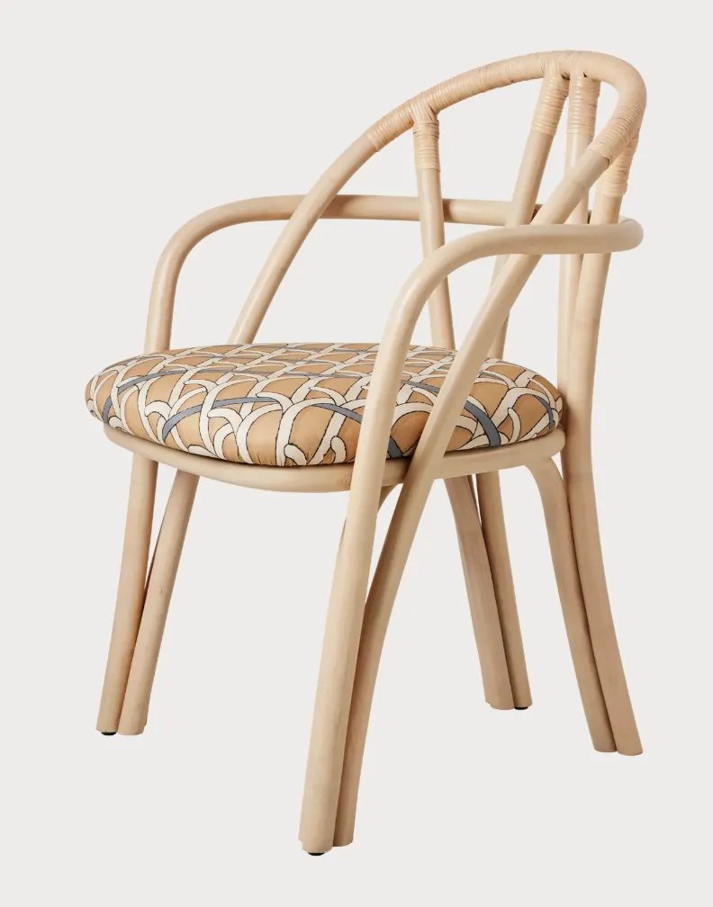 Bistra Dining Armchair - Natural rattan/ reales Pattern 002