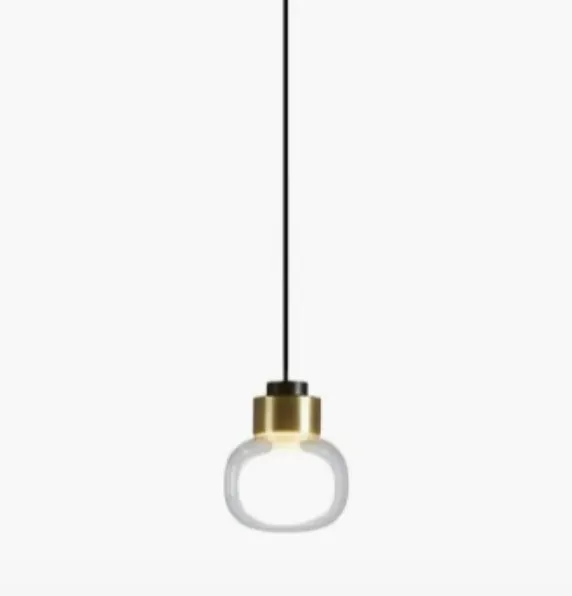 [E552.22C2C48CL] Suspension NABILA Ø16cm - Chrome noir et verre transparent