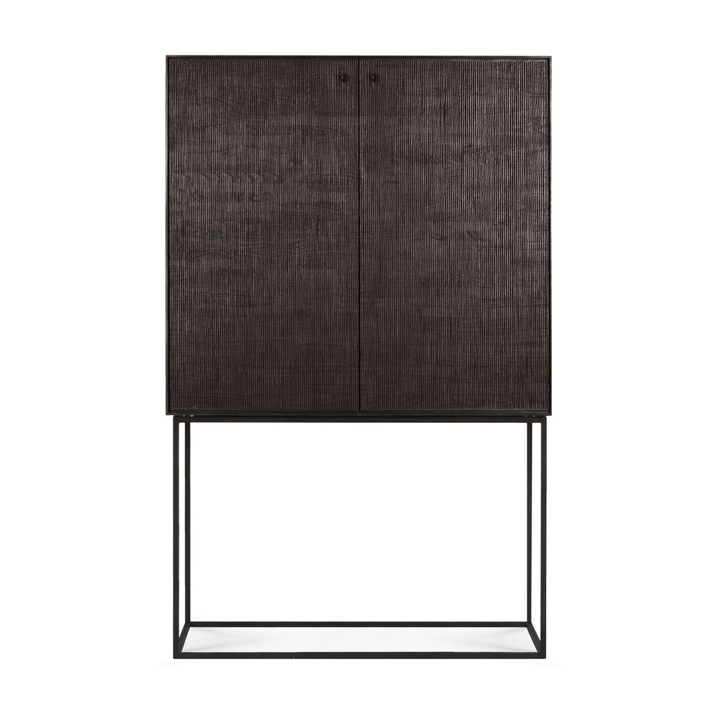 Armoire Grooves – teck noir profond – 102×45×162 cm