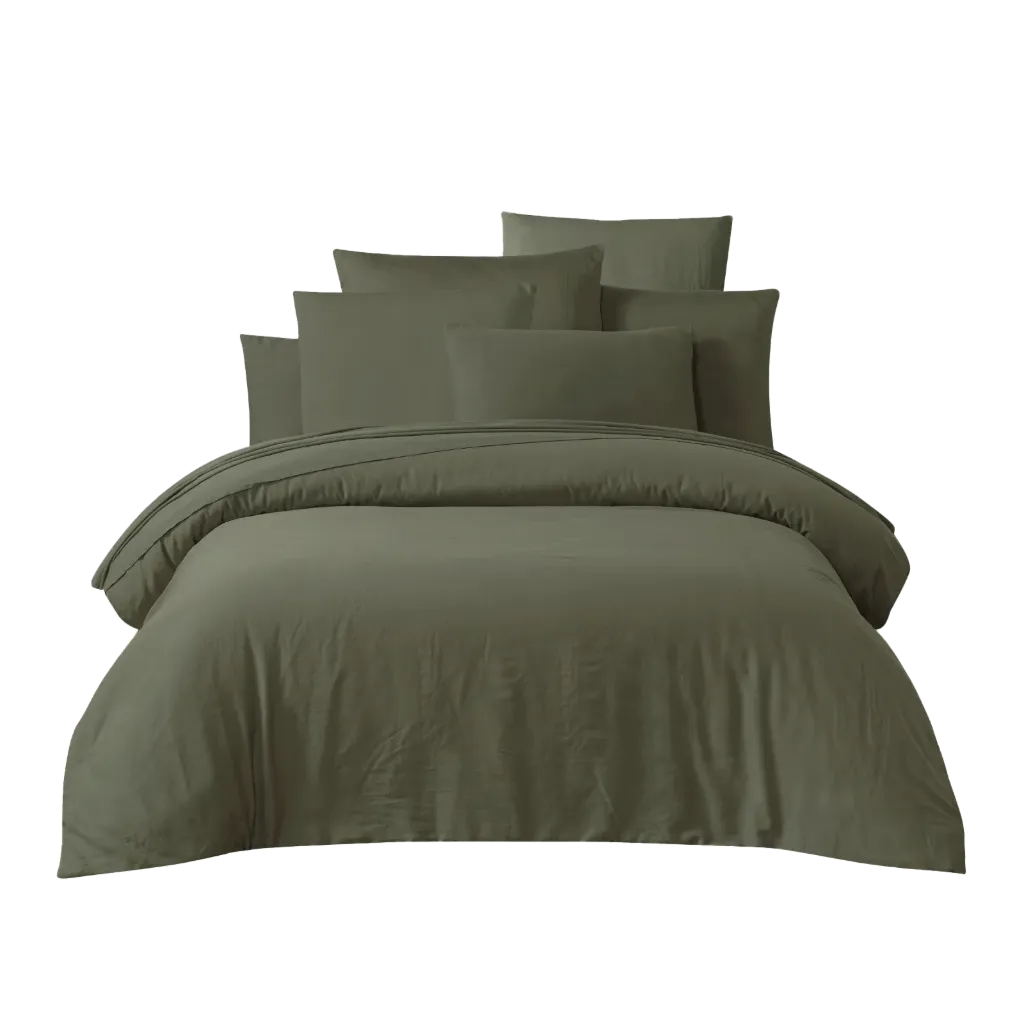 [H010_DH2_006] Linge de lit TALOA Kaki (Drap housse 140 x 200)