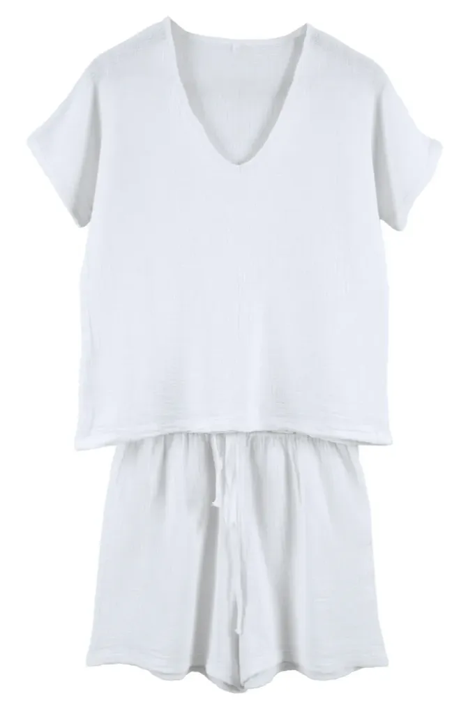 Ens short & t-shirt symi - blanc S/M