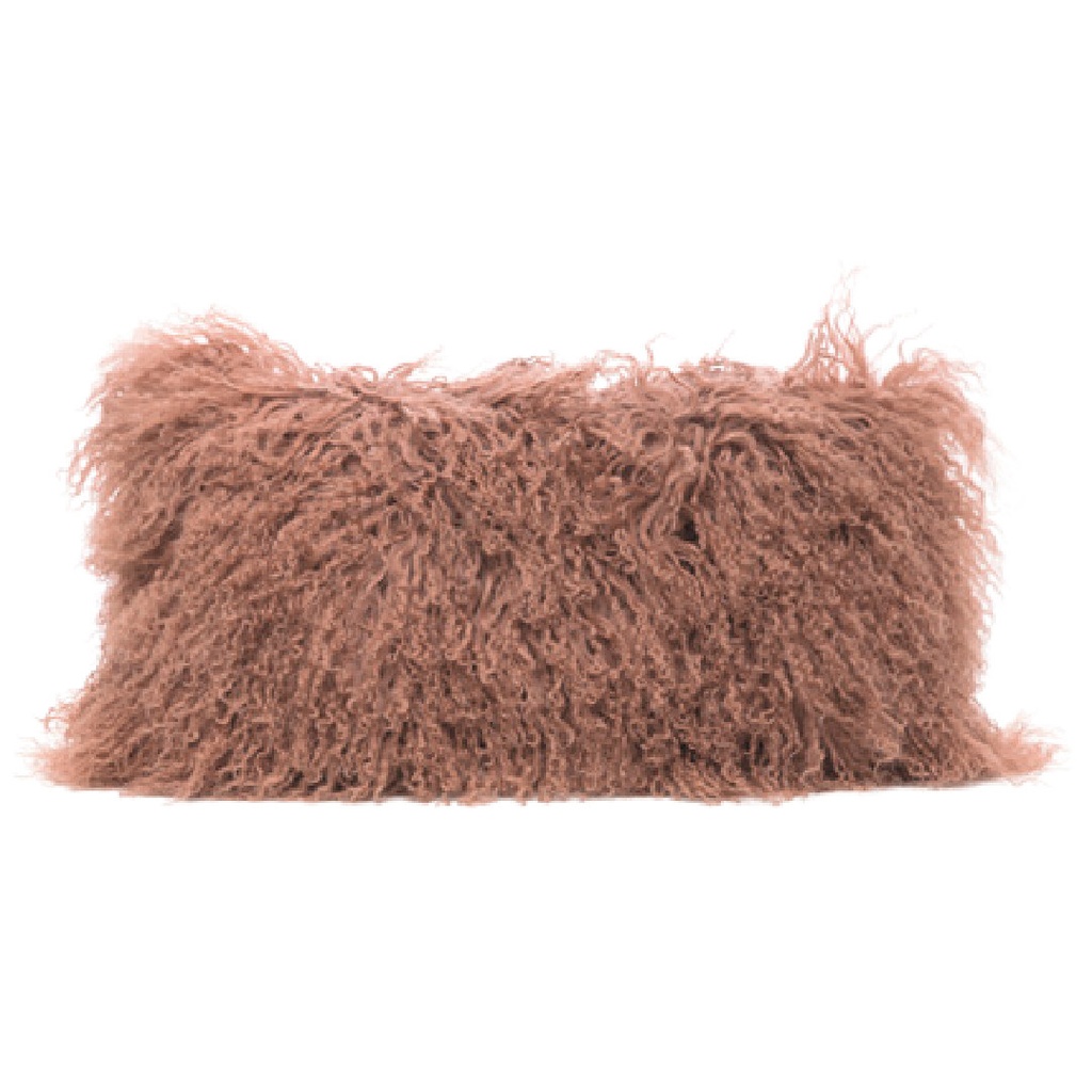 Coussin Chèvre du Tibet & lin - bois de rose