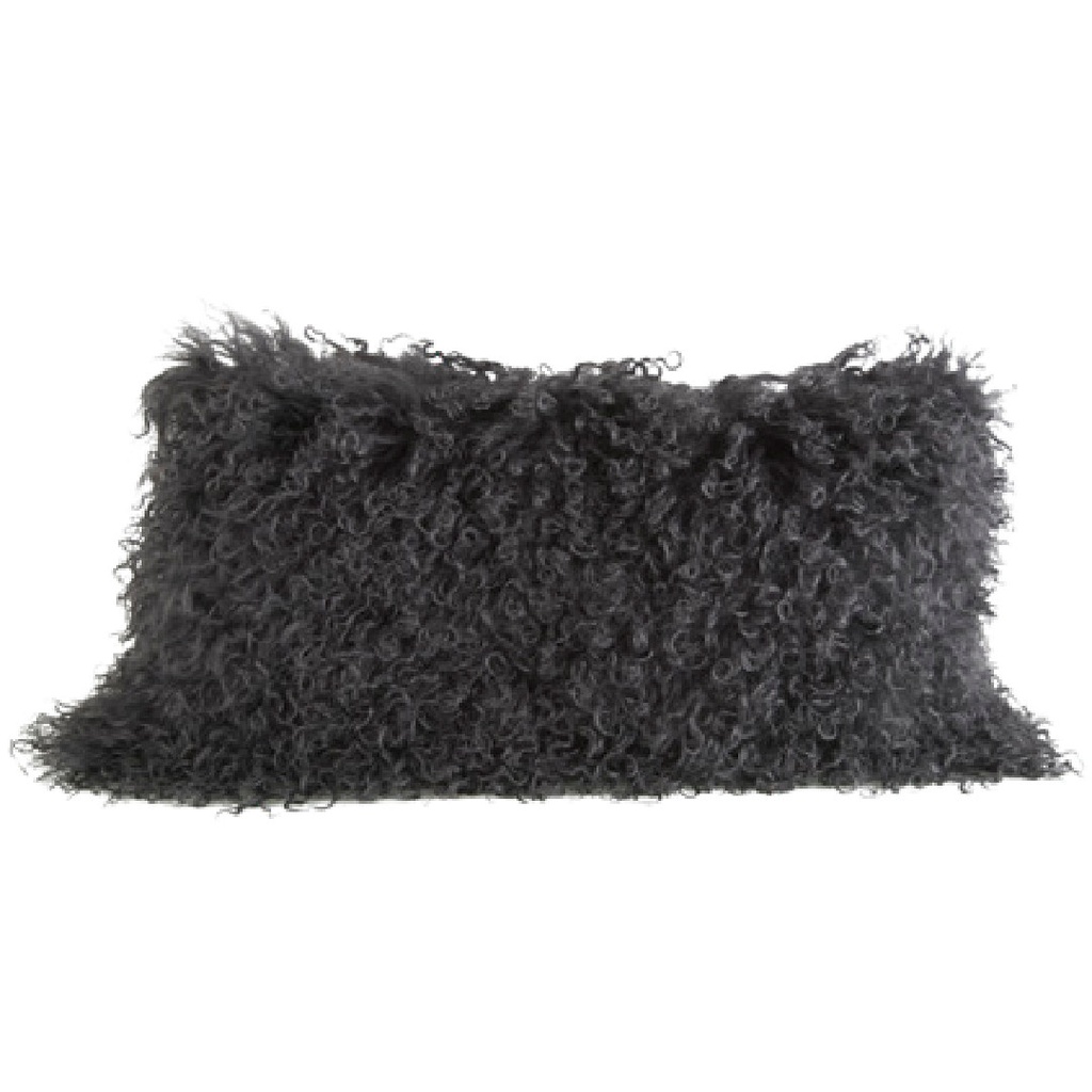 Coussin Chèvre du Tibet & lin - charbon