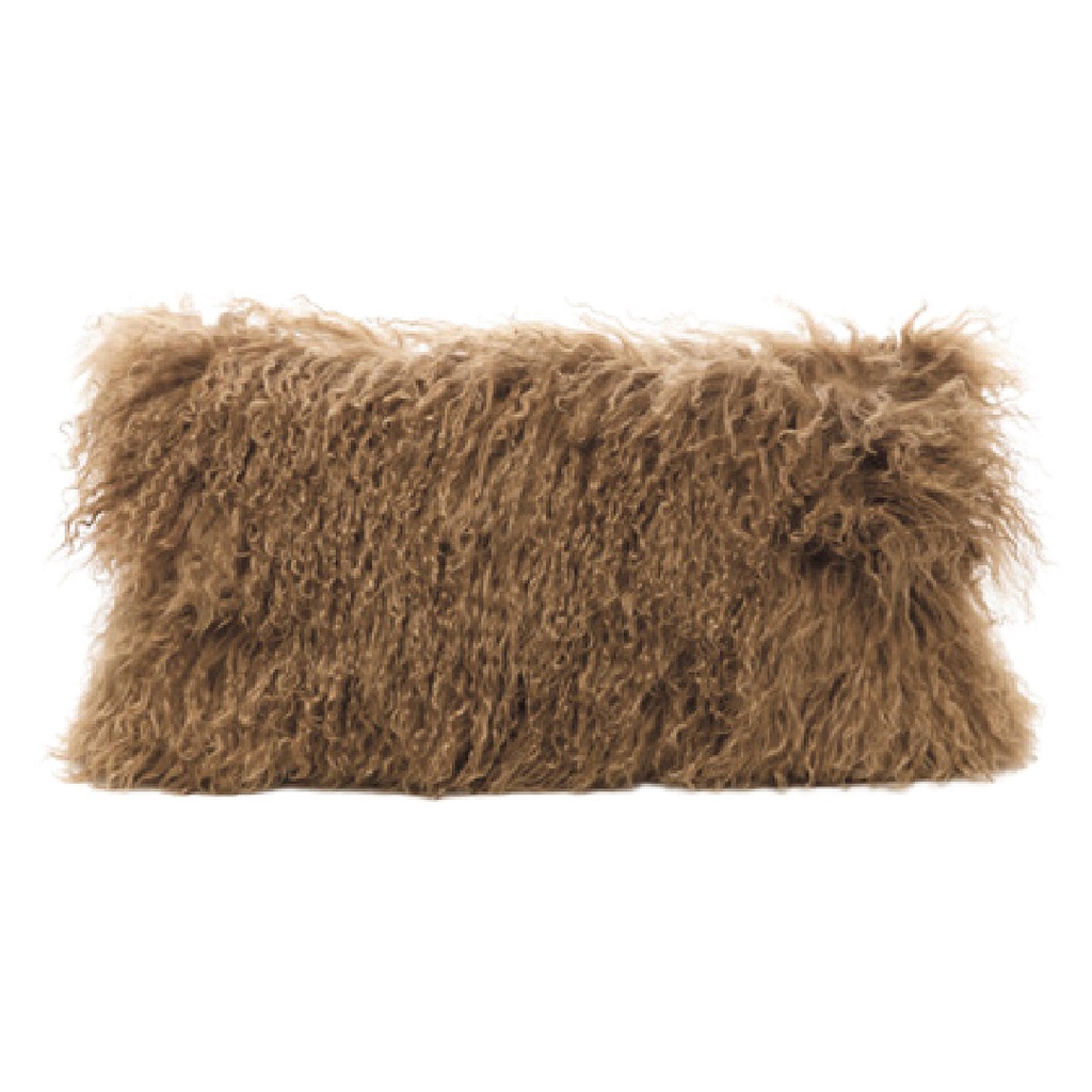 Coussin Chèvre du Tibet & lin - havane (40 x 60 cm)