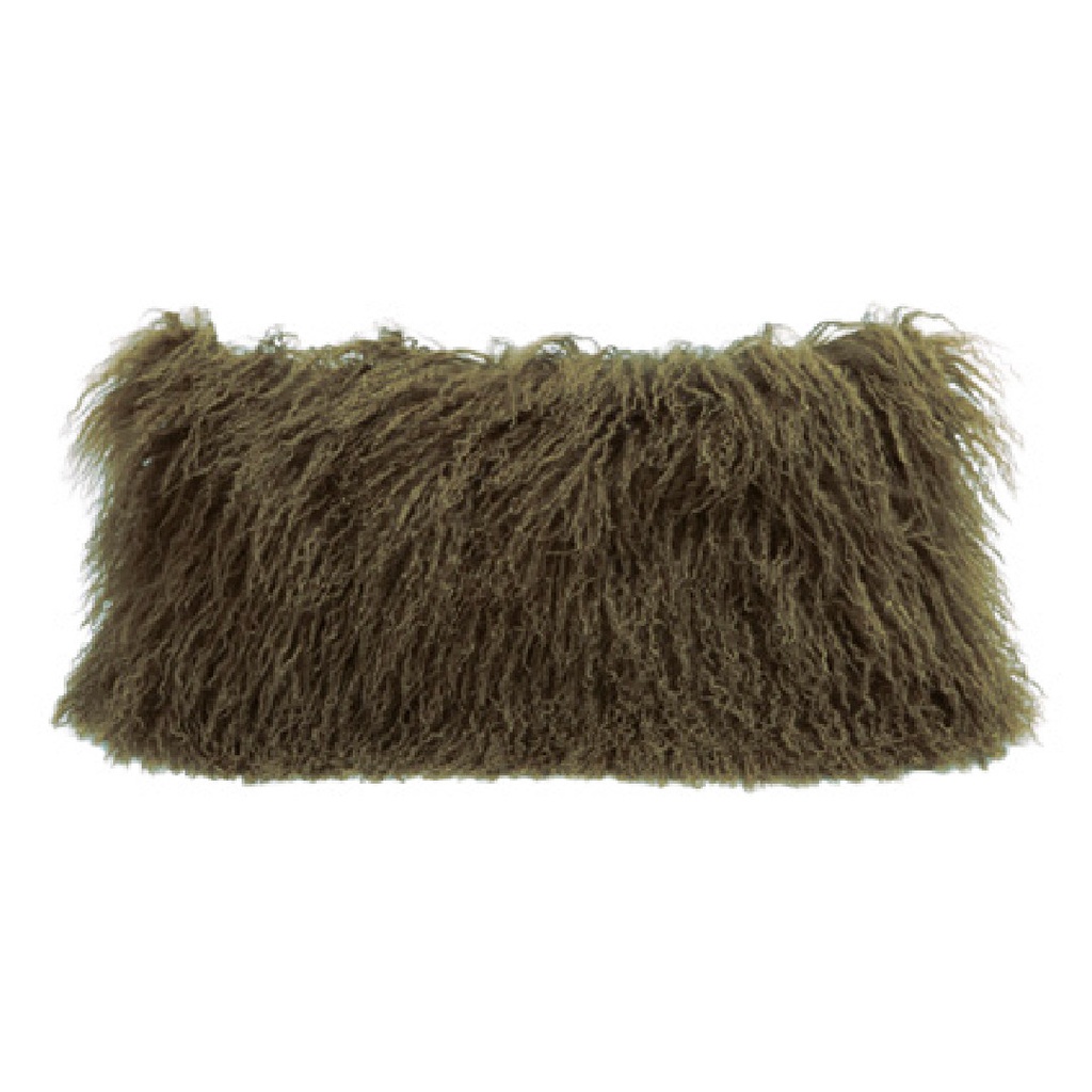 Coussin Chèvre du Tibet & lin - kaki