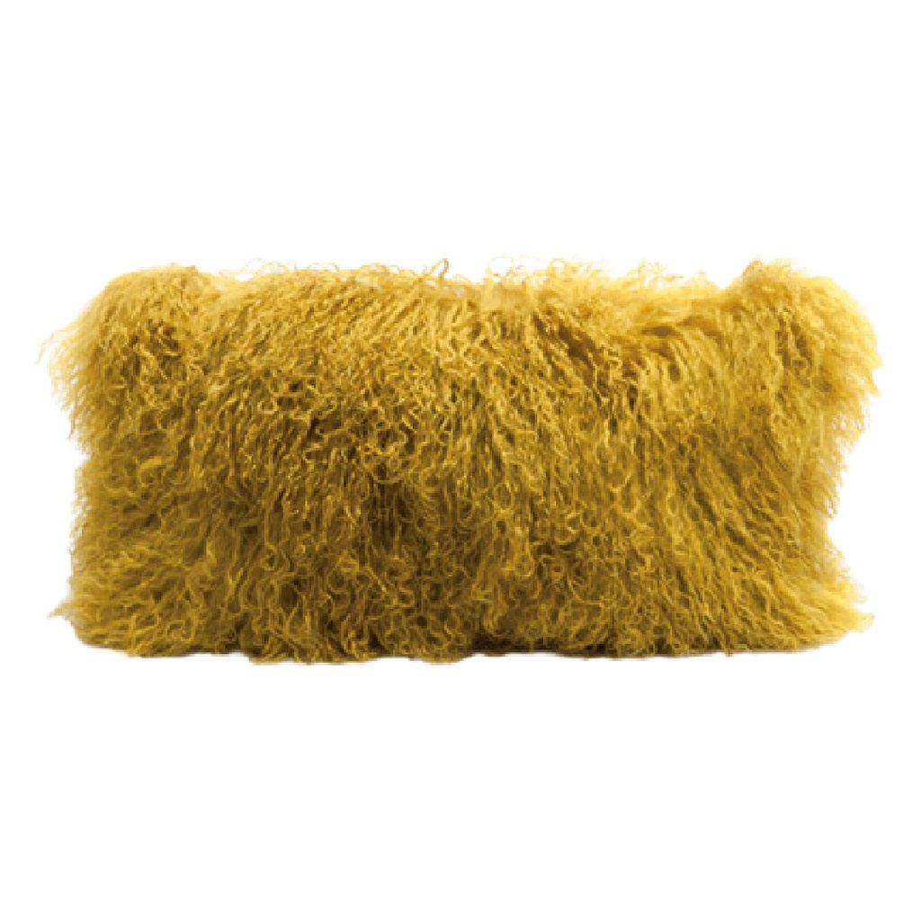 Coussin Chèvre du Tibet & lin - ocre