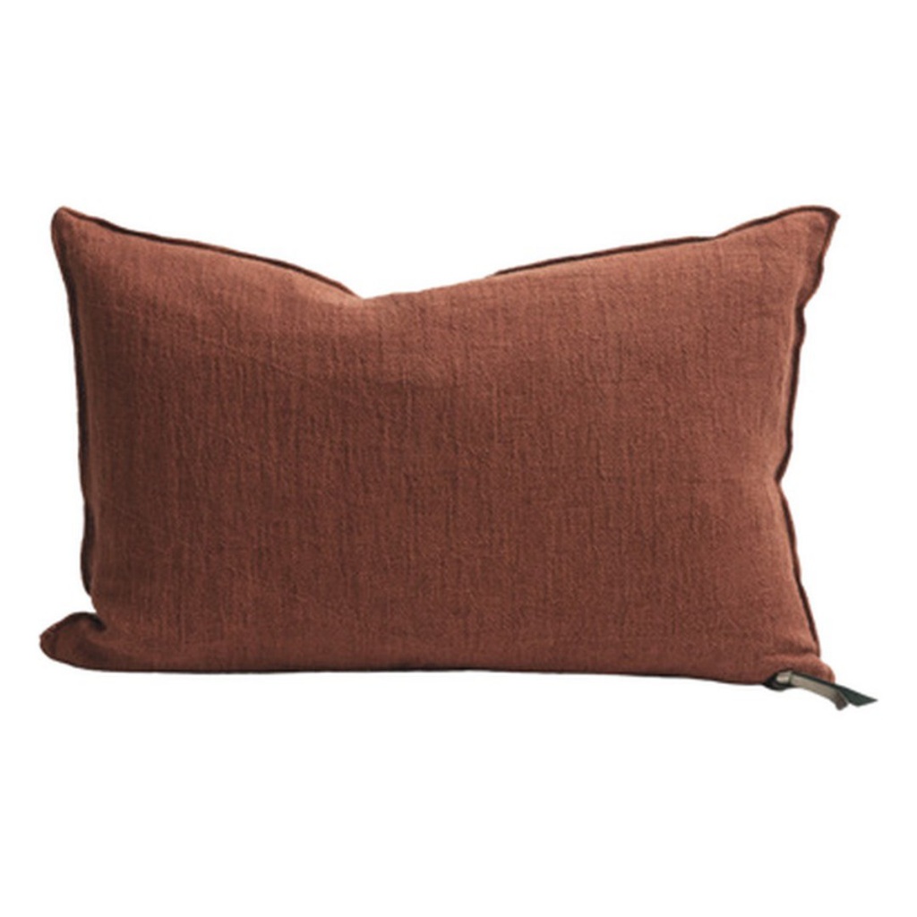 Coussin Vice Versa Crépon de Lin Lavé - argile (65 x 65 cm)