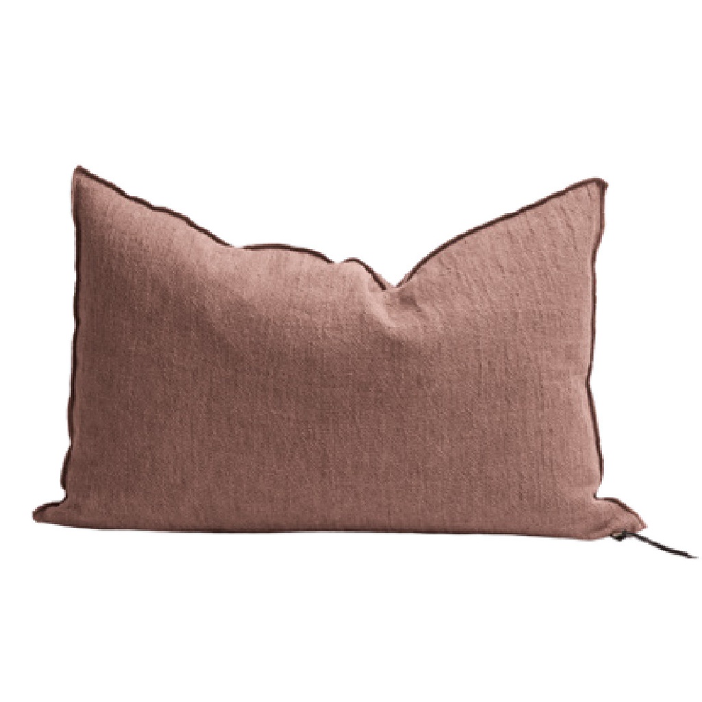 Coussin Vice Versa Crépon de Lin Lavé - bois de rose