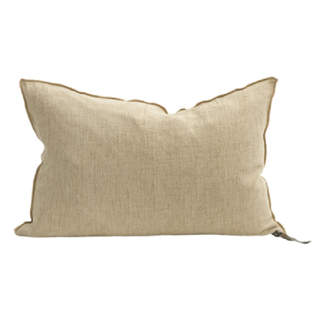 Coussin Vice Versa Crépon de Lin Lavé - orgeat (65 x 65 cm)