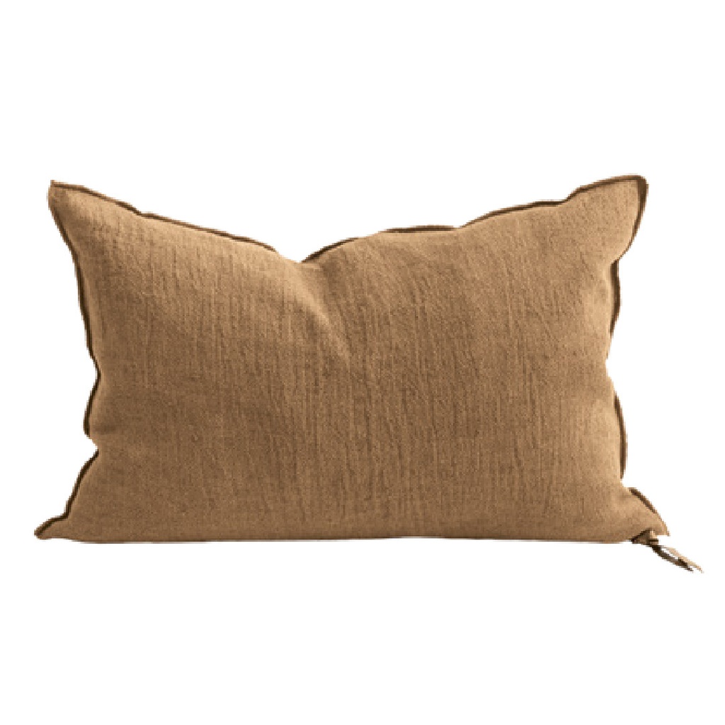 Coussin Vice Versa Crépon de Lin Lavé - terracotta