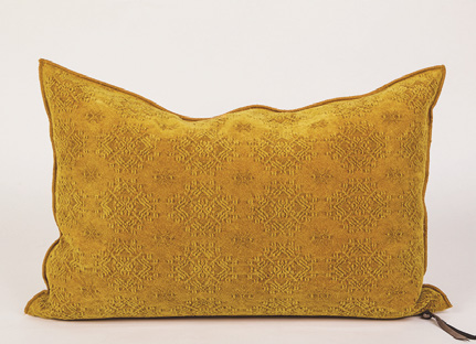 Coussin Vice Versa Jacquard Stone Washed Kilim - ocre