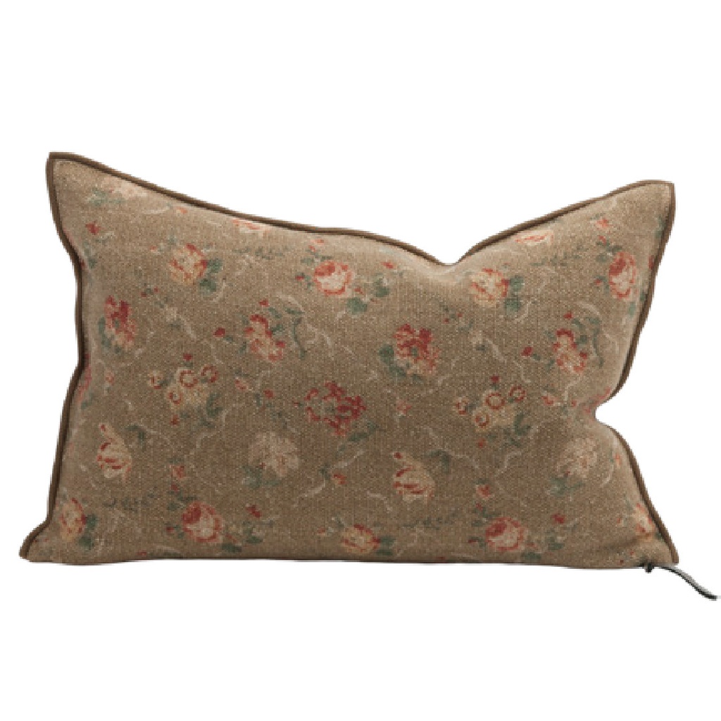 Coussin Vice Versa Lin Wabi-Sabi Imprimé - jardin secret blush